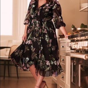 Roz Ali plus size floral dress 3/4 sleeve